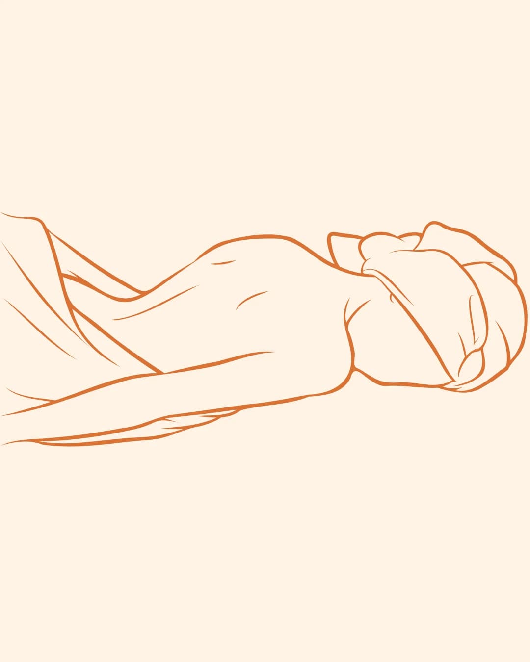 Dessin d'une femme allongée et enveloppée de serviettes